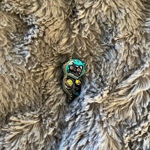 Black Space Cat astronaut lapel pin